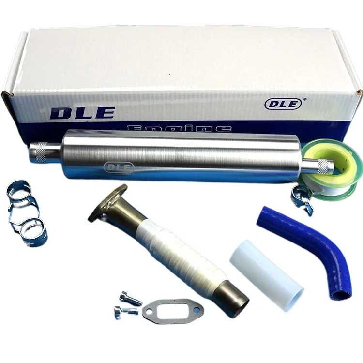 DLE20RA Long Exhaust Pipe Muffler Set with Accessories, High Performance Stainless Steel for RC Airplane Helicopter Gas Engine