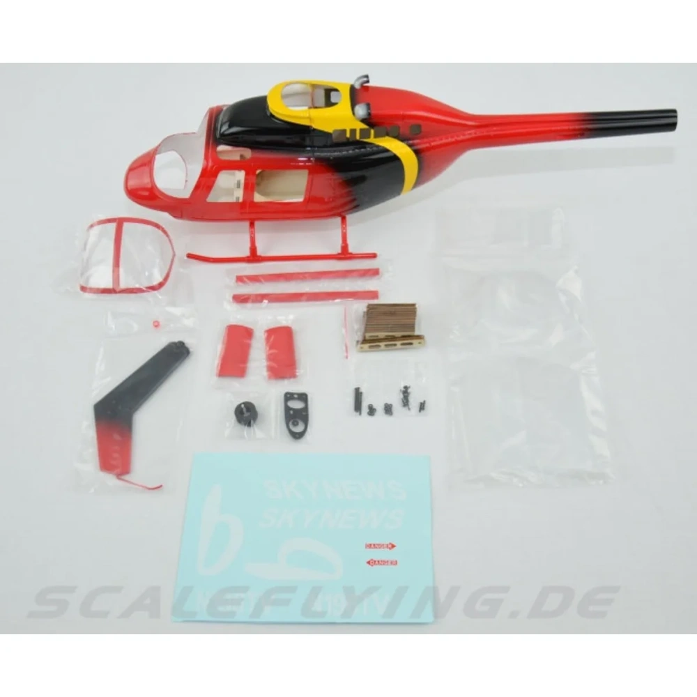 ROBAN 450 Size B206 Jet Ranger Sky News Scale Helicopter Fuselage Fiberglass Body Shell for 450 Size Helicopters