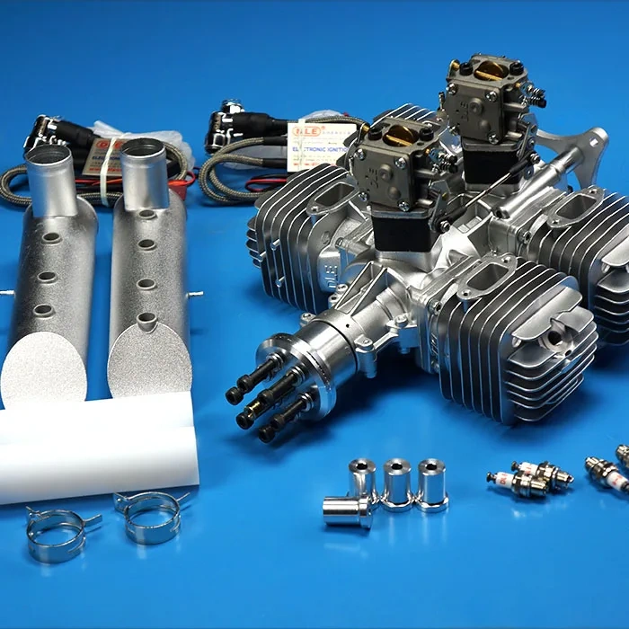 DLE222 4-Cylinder RC Gas Engine 222cc 2-Stroke Side Exhaust Air-Cooled Hand Start Giant Scale Model Aircraft Power