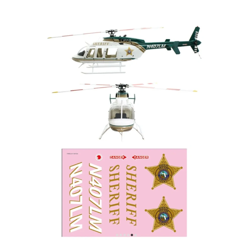 ROBAN 700 Size B407 ARF Sheriff Scale Helicopter Fuselage Fiberglass Body Shell with Mechanics Ready