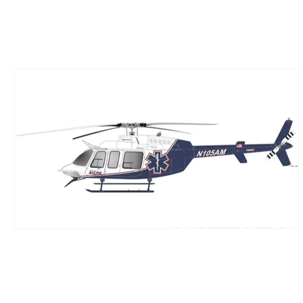 ROBAN 700 Size B407 ARF Air Life BlueWhite Scale Helicopter Fuselage Fiberglass Body Shell with Mechanics Ready