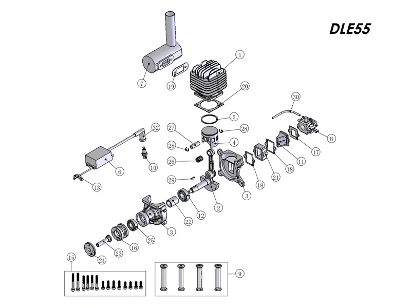 DLE55 DLE55RA DLE60 DLE61 DLE65 Propeller Shaft Screw for RC Airplane Gas Engine Parts Replacement Hardware M4 M5 M6