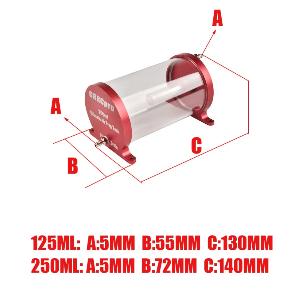 CRRCPRO Gas Engine Turboprop CNC Fuel Tank, 125ml/250ml High Transparency Anti-Bubble Container for Jet Models