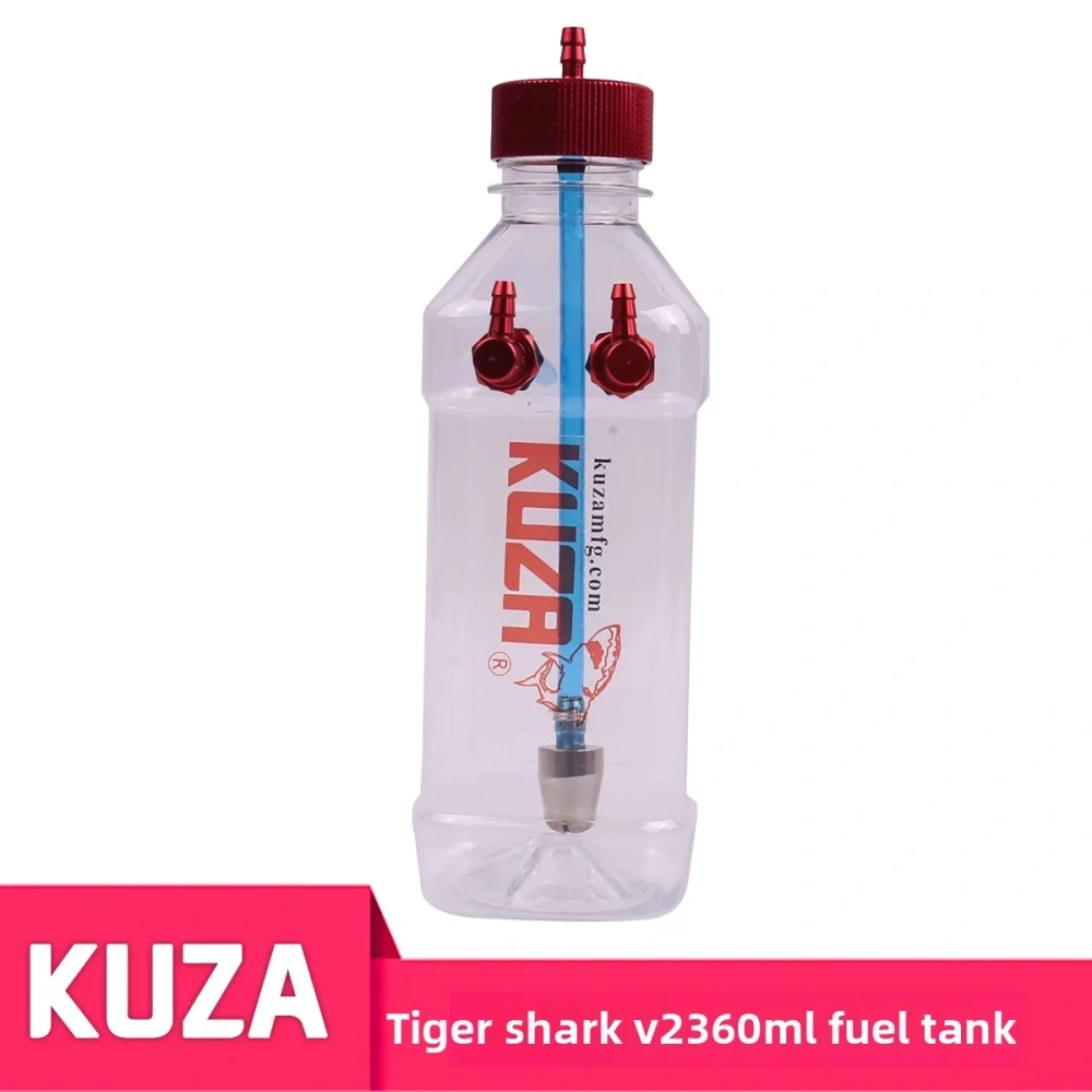 KUZA Tiger Shark V2/V3 Transparent Fuel Tank for Gas RC Airplane with CNC Aluminum Fitting