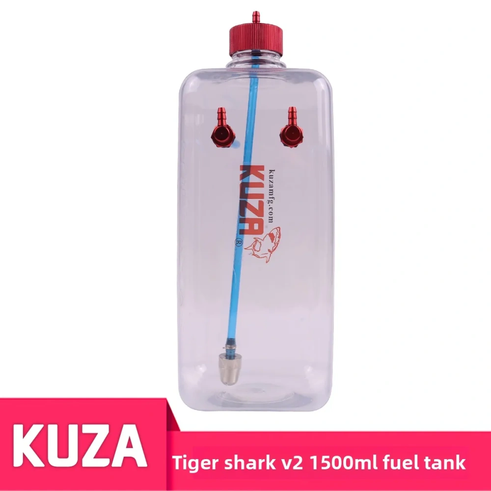 KUZA Tiger Shark V2/V3 Transparent Fuel Tank for Gas RC Airplane with CNC Aluminum Fitting