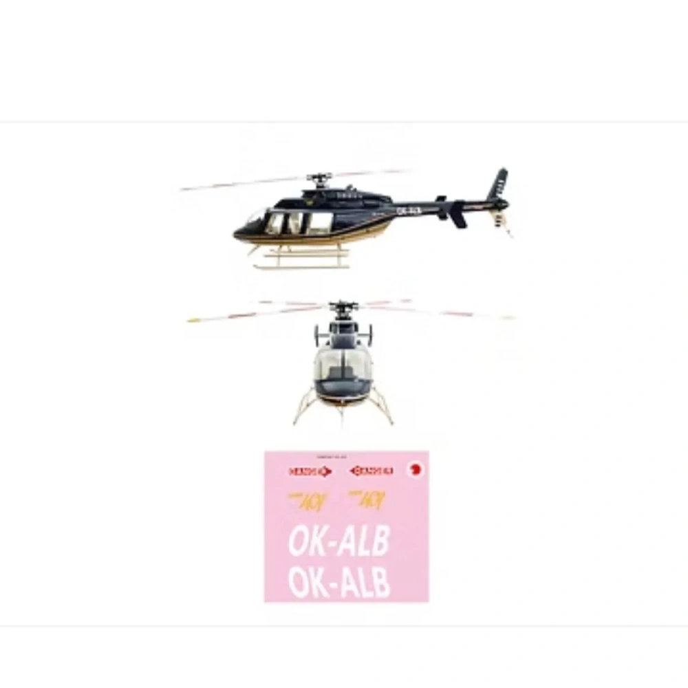 ROBAN 700 Size B407 ARF Black Tan Scale Helicopter Fuselage Fiberglass Body Shell with Mechanics Ready