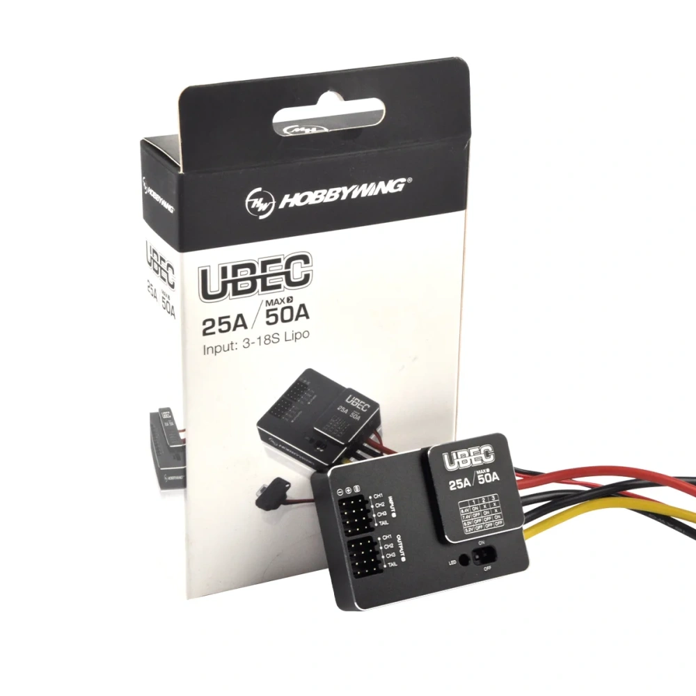 HobbyWing UBEC Module Input 3-18S Lipo 25A MAX 50A External Switching Mode DC-DC Regulator Ultra Battery Elimination Circuit