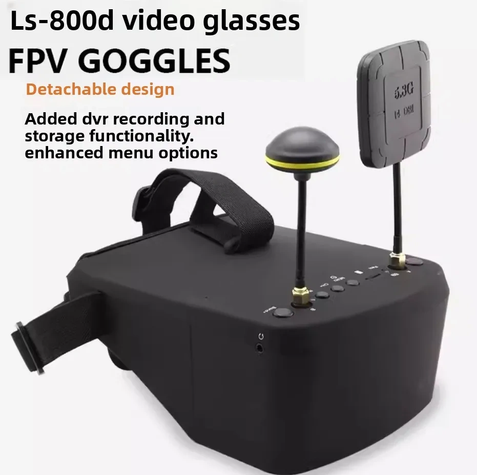 Lantian LS800D FPV Goggles with Built-in DVR Recorder - 5.8G Diversity Receiver & HD Display, All-in-One Video Eyewear