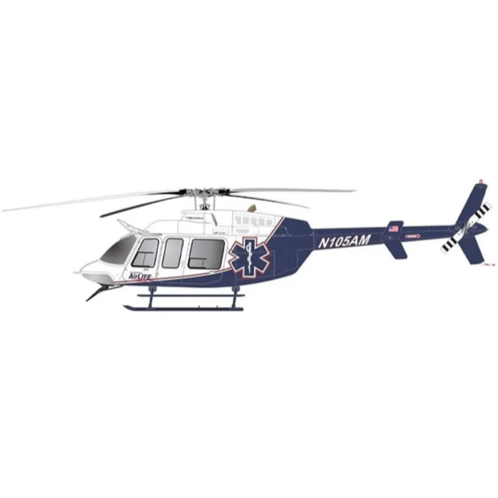 ROBAN 700 Size B407 ARF Air Life BlueWhite Scale Helicopter Fuselage Fiberglass Body Shell with Mechanics Ready