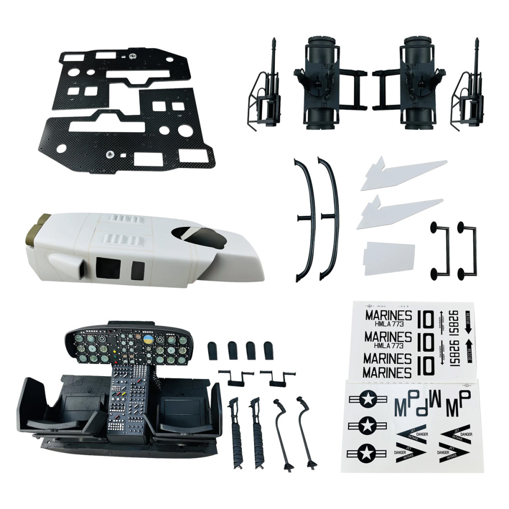 Roban 600 Size UH-1N Fuselage Spare Parts - Nose Cover Window Tail Landing Gear Wood Spacers Replacement