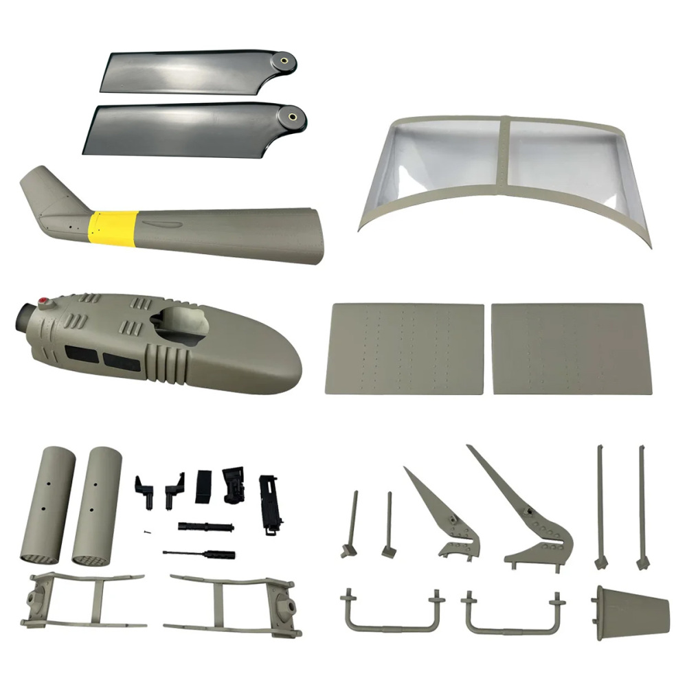 Roban 800 Size UH-1D Fuselage Spare Parts - Nose Cover Window Tail Landing Gear Wood Spacers Replacement