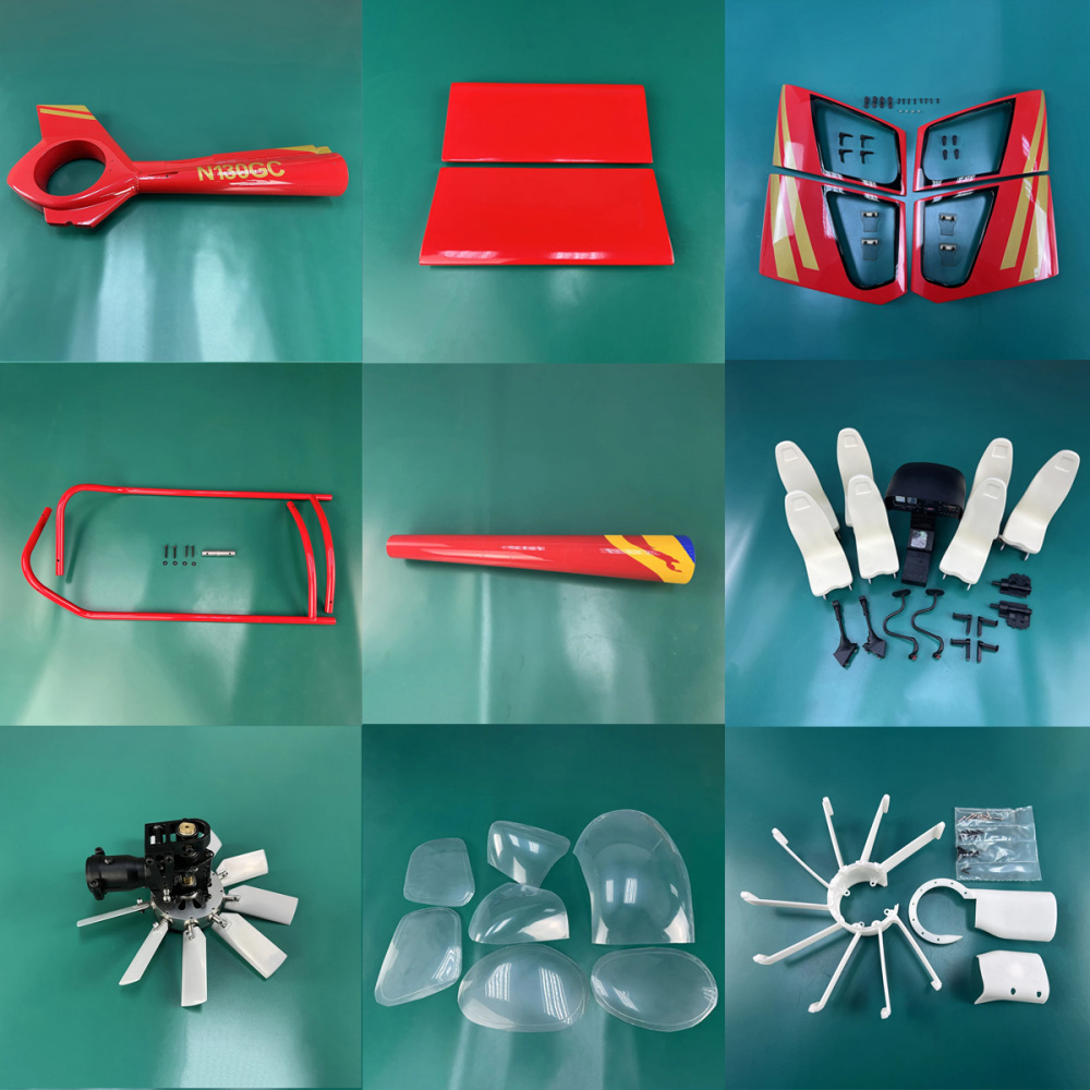 Roban 800 Size EC130 Fuselage Spare Parts - Nose Cover Window Tail Landing Gear Wood Spacers Replacement