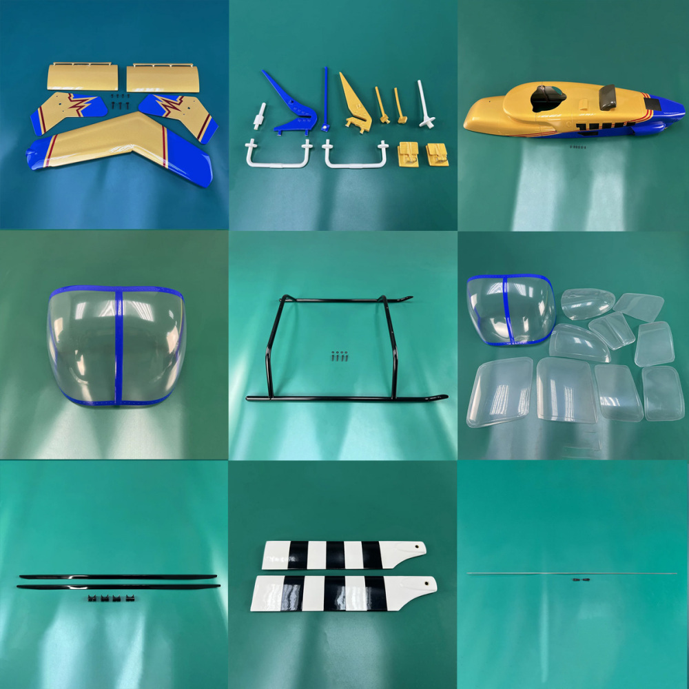 Roban 700 Size Bell407 Fuselage Spare Parts - Nose Cover Window Tail Landing Gear Wood Spacers Replacement