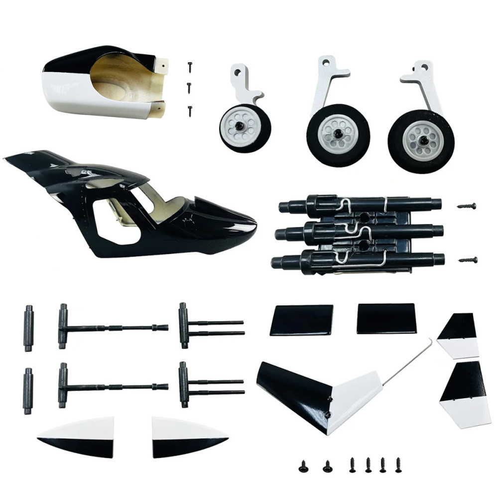 Roban 470 Airwolf Fuselage Spare Parts - Nose Cover Window Tail Landing Gear Wood Spacers Replacement