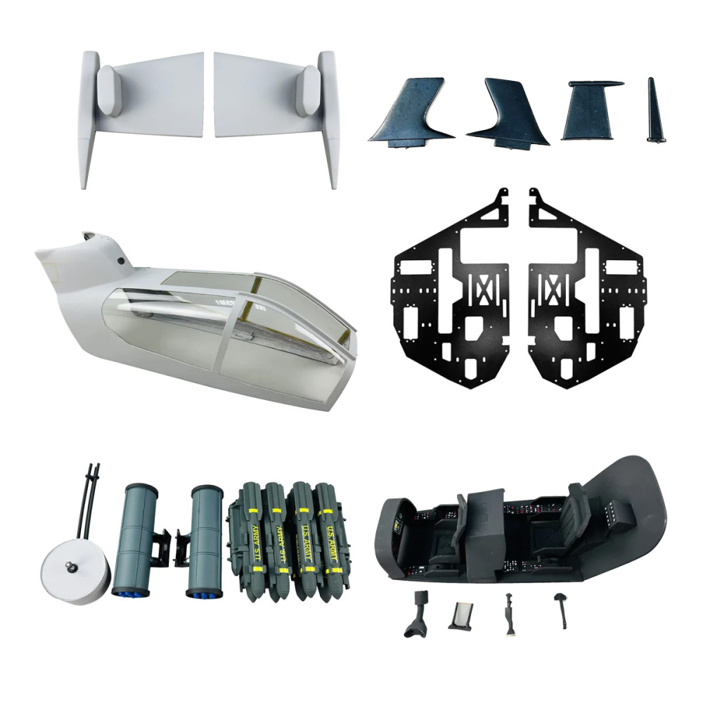 Roban 500 Size Cobra AH-1 Fuselage Spare Parts - Nose Cover Window Tail Landing Gear Wood Spacers Replacement