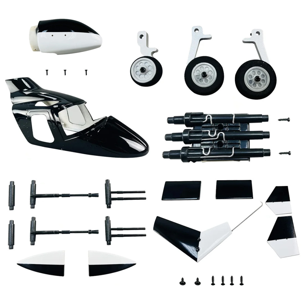 Roban 450 Airwolf Fuselage Spare Parts Nose Cover Window Tail Landing Gear Wood Spacers Replacement