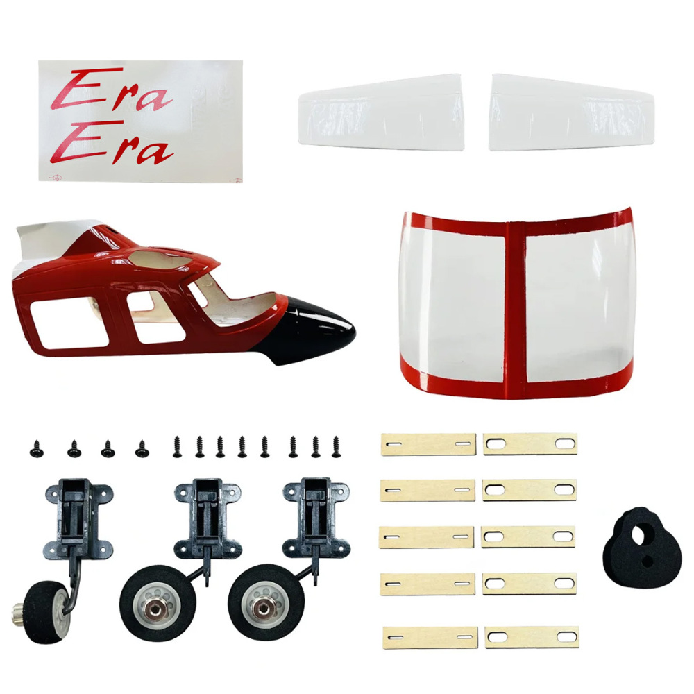 Roban 450 Size A109 Fuselage Spare Parts - Nose Cover Window Tail Landing Gear Wood Spacers Replacement