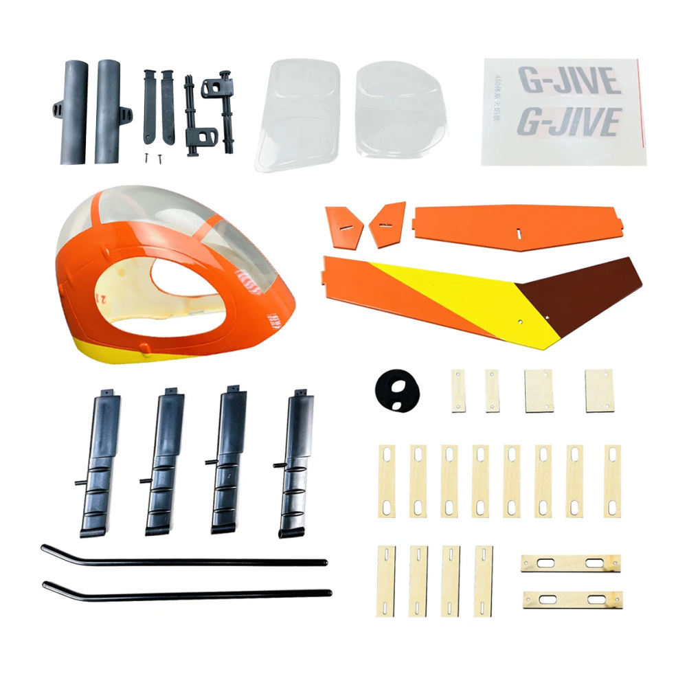 Roban 450 Size MD500D Fuselage Spare Parts - Nose Cover Window Tail Landing Gear Wood Spacers Replacement