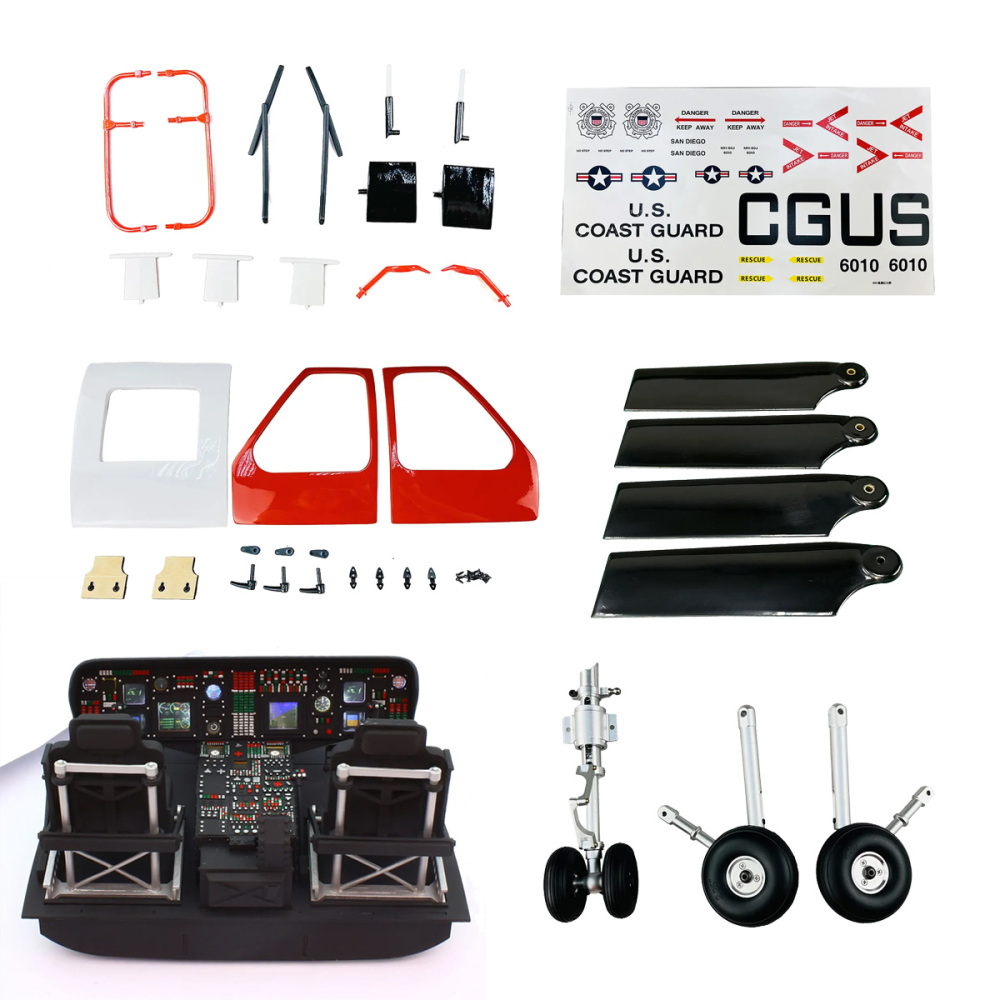 Roban 700 Size MH60 Fuselage Spare Parts - Nose Cover Window Tail Landing Gear Wood Spacers Replacement