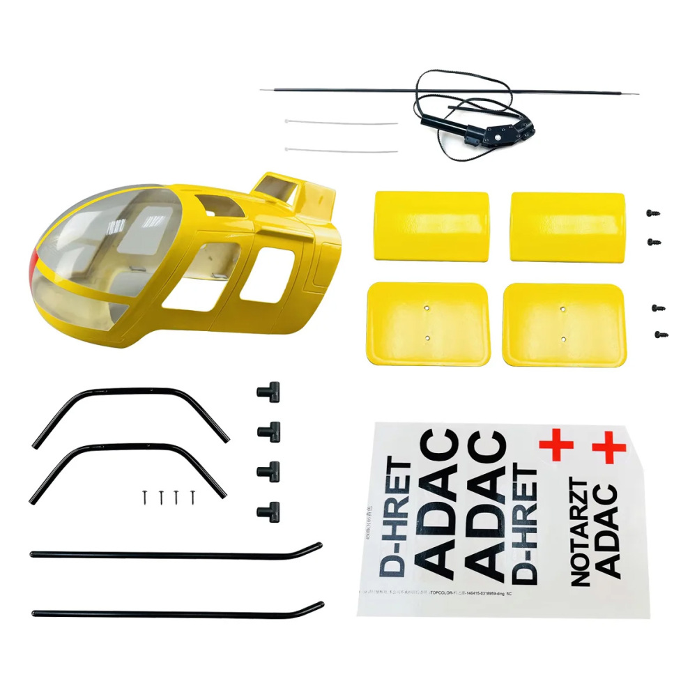 Roban 450 Size BO105 Fuselage Spare Parts - Nose Cover Window Tail Landing Gear Wood Spacers Replacement