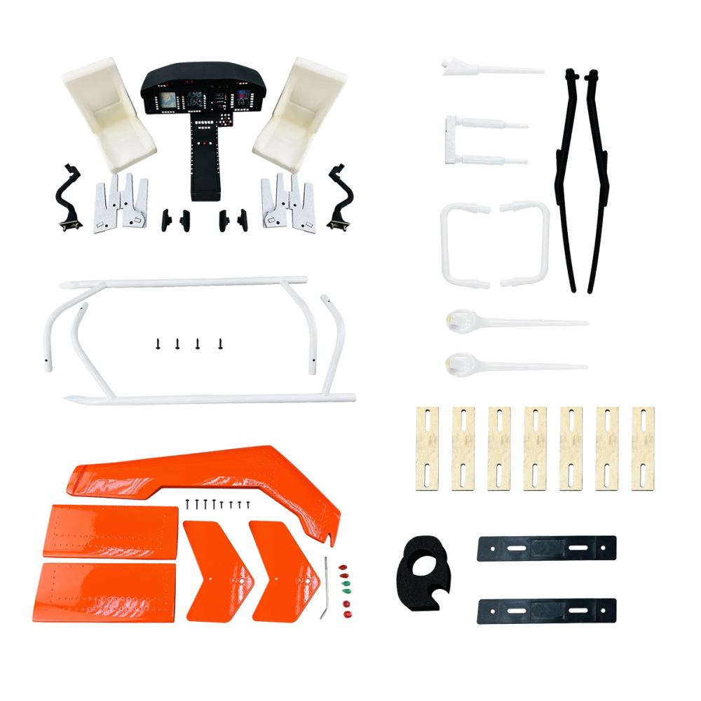 Roban 600 Size Bell429 Fuselage Spare Parts - Nose Cover Window Tail Landing Gear Wood Spacers Replacement