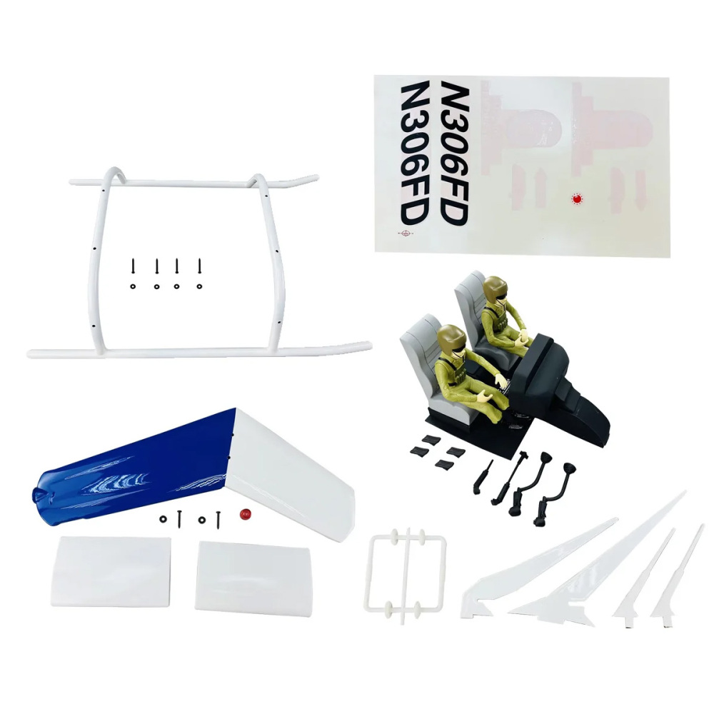 Roban 700 Size Bell 206 Fuselage Spare Parts - Nose Cover Window Tail Landing Gear Wood Spacers Replacement