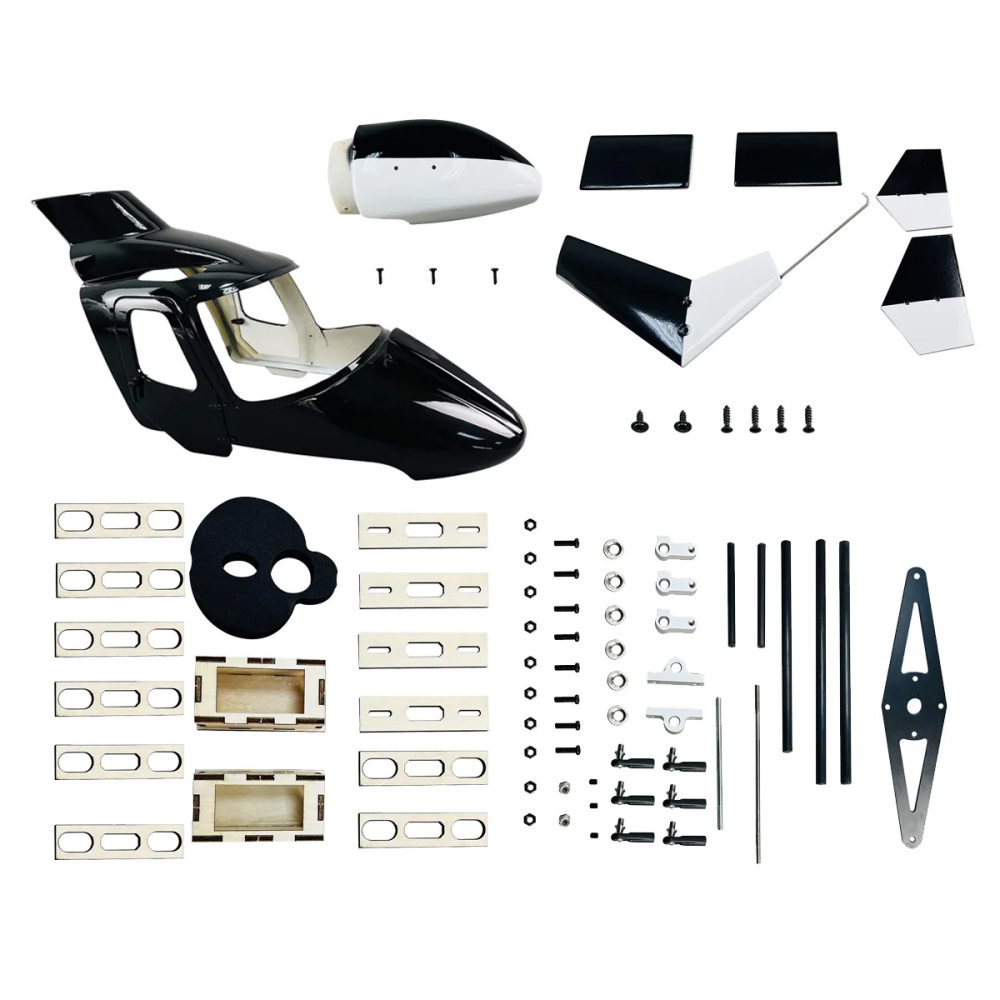 Roban 600 Size Airwolf Fuselage Spare Parts - Nose Cover Window Tail Landing Gear Wood Spacers Replacement