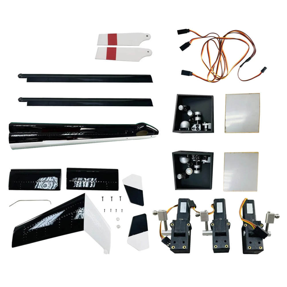 Roban 800 Size Airwolf Fuselage Spare Parts - Nose Cover Window Tail Landing Gear Wood Spacers Replacement