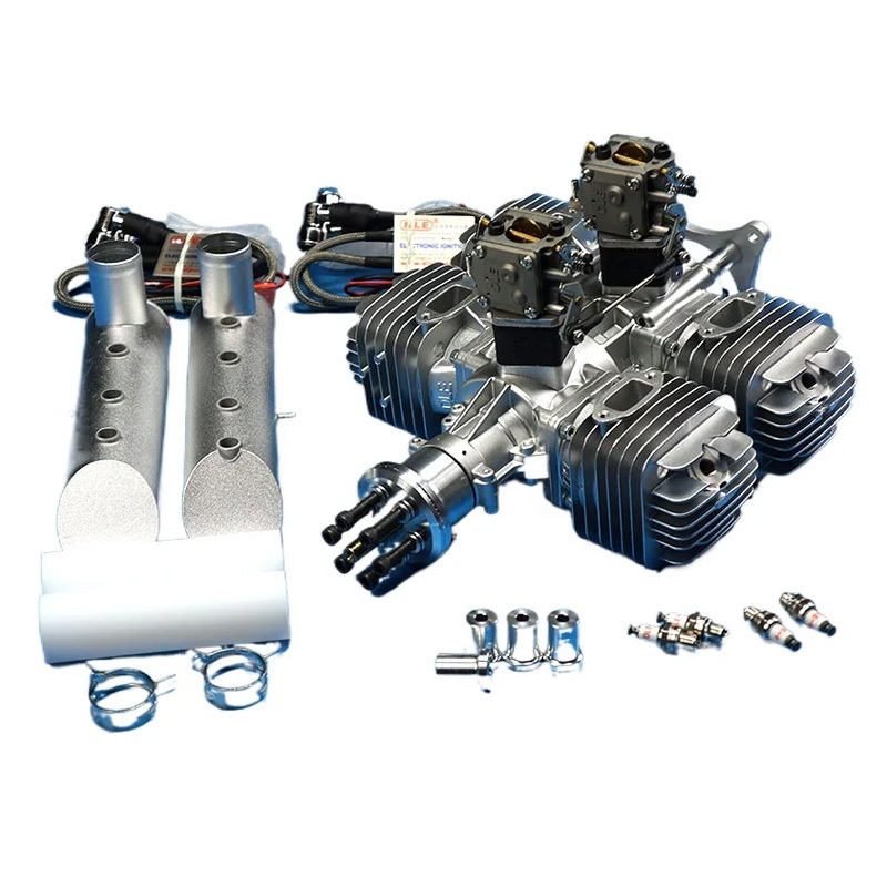 DLE222 4-Cylinder RC Gas Engine 222cc 2-Stroke Side Exhaust Air-Cooled Hand Start Giant Scale Model Aircraft Power