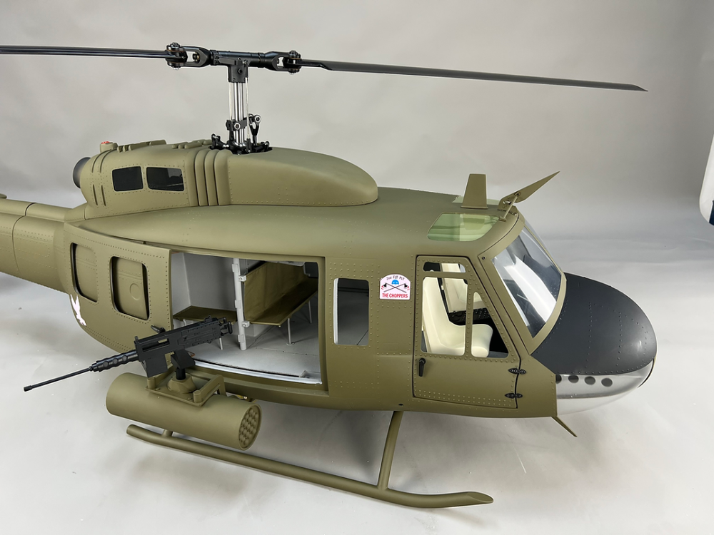 ROBAN 800 Size UH-1D  ARF Army choppers Scale Helicopter Fuselage Fiberglass Body Shell with Mechanics Ready