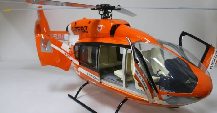 ROBAN 800 Size EC-145 T2 ARF Pelikan Scale Helicopter Fuselage Fiberglass Body Shell with Mechanics Ready