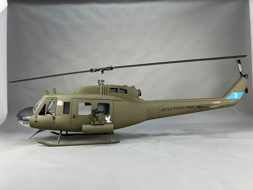 ROBAN 800 Size UH-1D  ARF Army choppers Scale Helicopter Fuselage Fiberglass Body Shell with Mechanics Ready