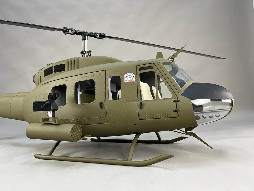 ROBAN 800 Size UH-1D  ARF Army choppers Scale Helicopter Fuselage Fiberglass Body Shell with Mechanics Ready