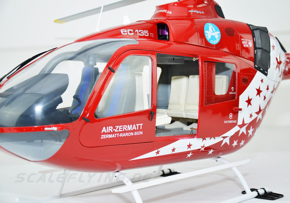 ROBAN 800 Size EC-135 T3 ARF Air Zermatt Scale Helicopter Fuselage Fiberglass Body Shell with Mechanics Ready