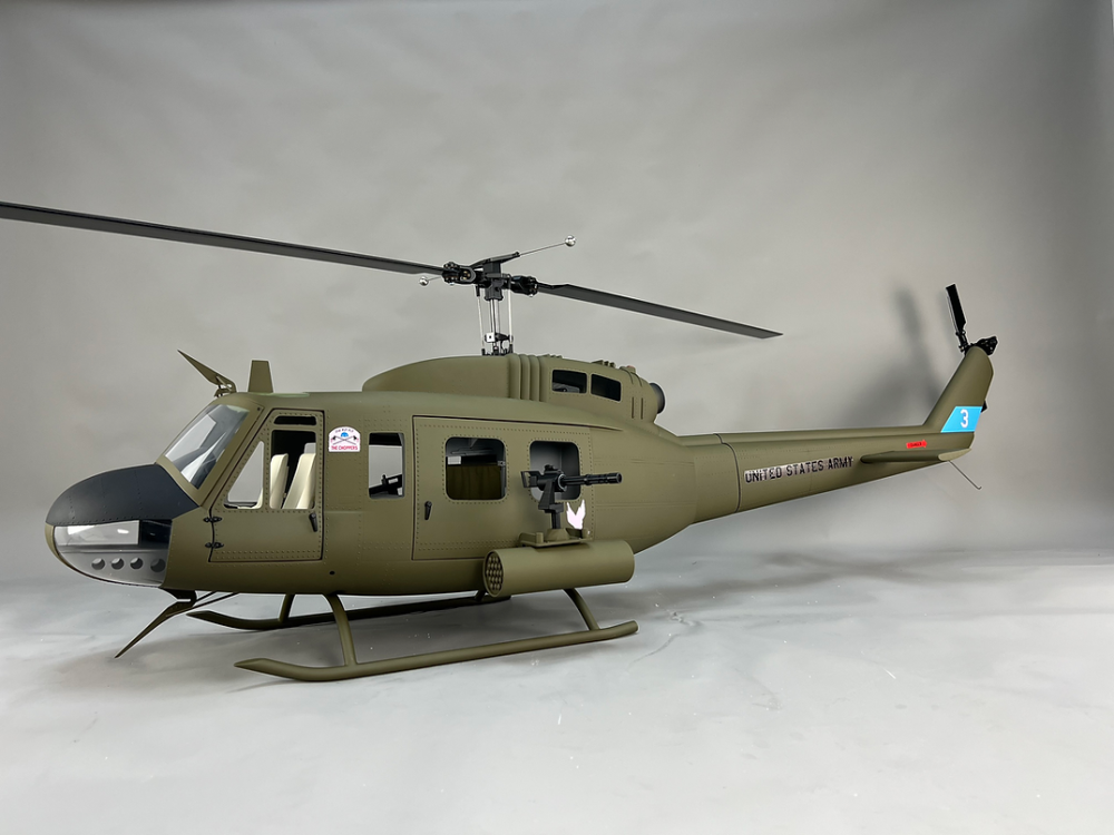 ROBAN 800 Size UH-1D  ARF Army choppers Scale Helicopter Fuselage Fiberglass Body Shell with Mechanics Ready