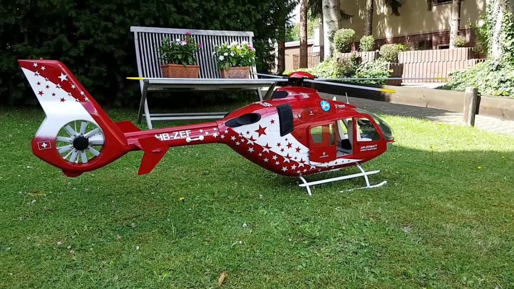 ROBAN 800 Size EC-135 T3 ARF Air Zermatt Scale Helicopter Fuselage Fiberglass Body Shell with Mechanics Ready