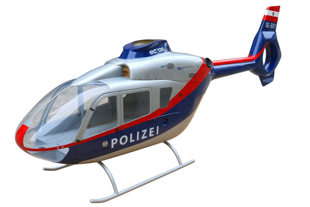 ROBAN 800 Size EC-135 ARF Police Austria Scale Helicopter Fuselage Fiberglass Body Shell with Mechanics Ready