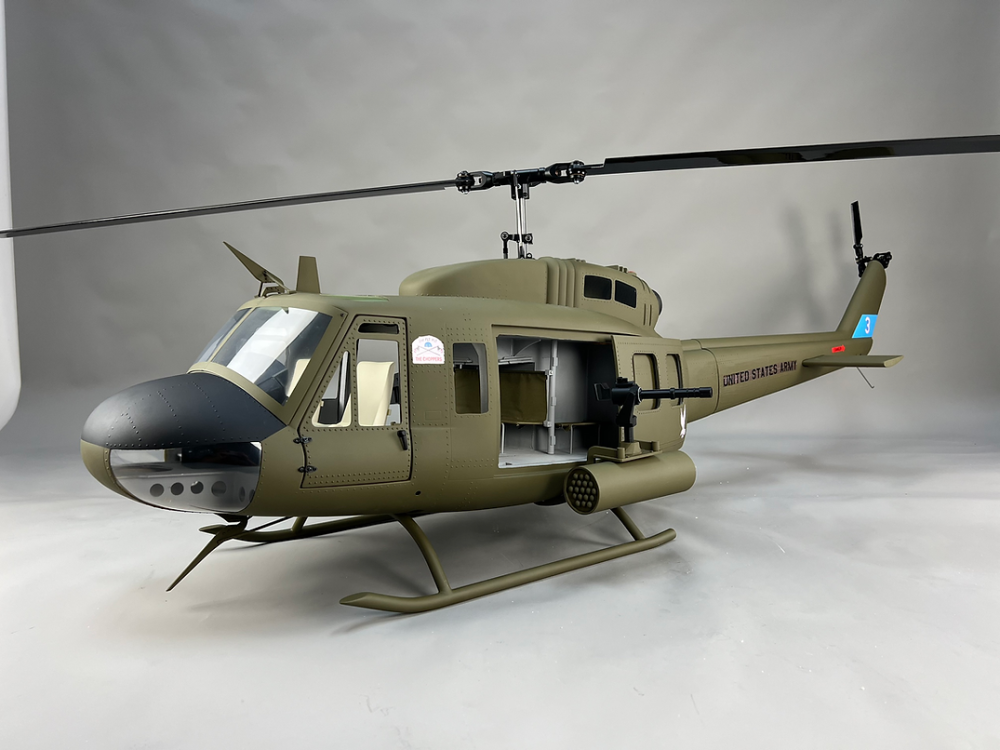 ROBAN 800 Size UH-1D  ARF Army choppers Scale Helicopter Fuselage Fiberglass Body Shell with Mechanics Ready
