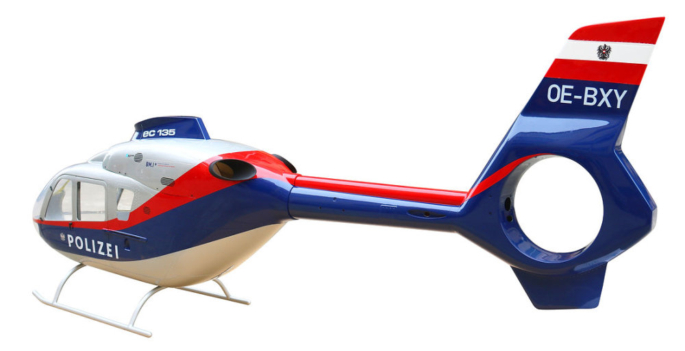 ROBAN 800 Size EC-135 ARF Police Austria Scale Helicopter Fuselage Fiberglass Body Shell with Mechanics Ready