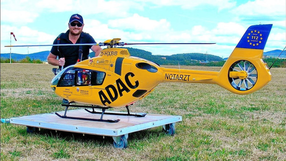ROBAN 800 Size EC-135 T2 ARF ADAC Scale Helicopter Fuselage Fiberglass Body Shell with Mechanics Ready