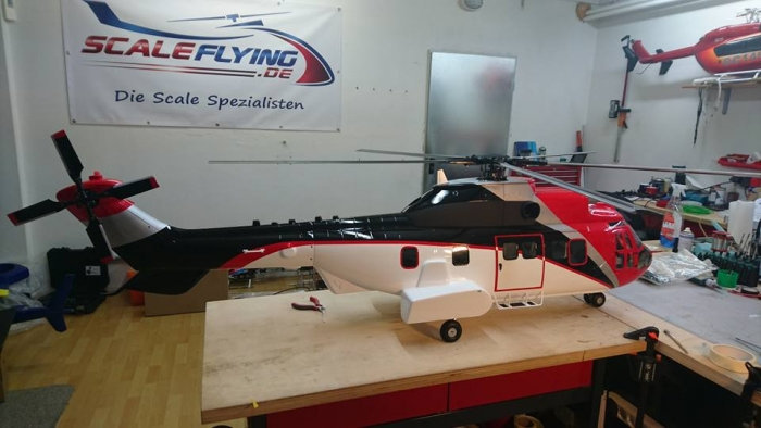ROBAN 800 Size EC-225 ARF Super Puma ERA Scale Helicopter Fuselage Fiberglass Body Shell with Mechanics Ready