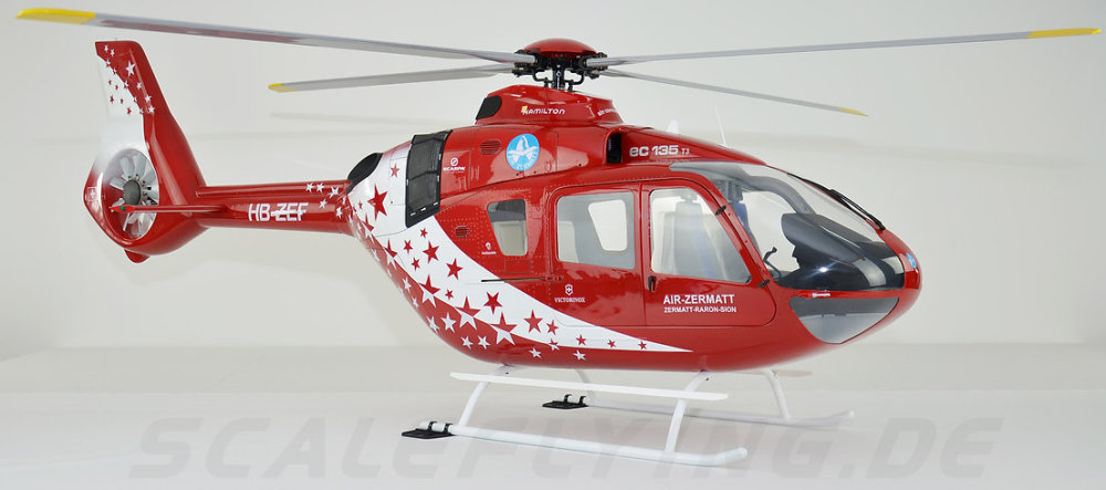 ROBAN 800 Size EC-135 T3 ARF Air Zermatt Scale Helicopter Fuselage Fiberglass Body Shell with Mechanics Ready