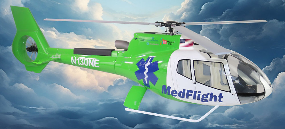 ROBAN 800 Size EC-130 ARF N130E MedFlight Scale Helicopter Fuselage Fiberglass Body Shell with Mechanics Ready