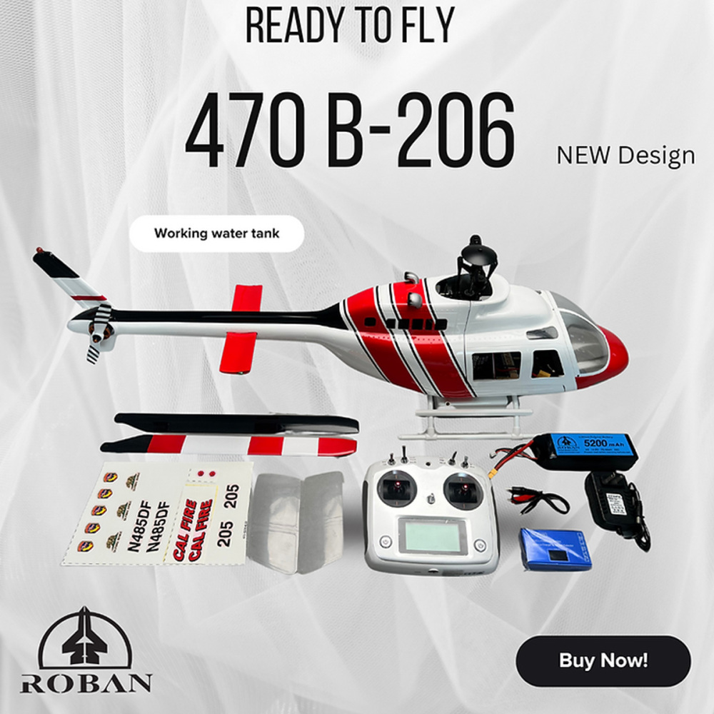 ROBAN 470 Size Bell 206 JetRanger RTF Helicopter - Ready to Fly Scale Model with One-Key Return & Auto Hover