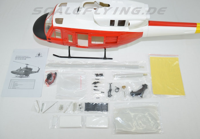 ROBAN 500 Size UH-1N  Rescue Scale Helicopter Fuselage Fiberglass Body Shell for 500 Size Helicopters