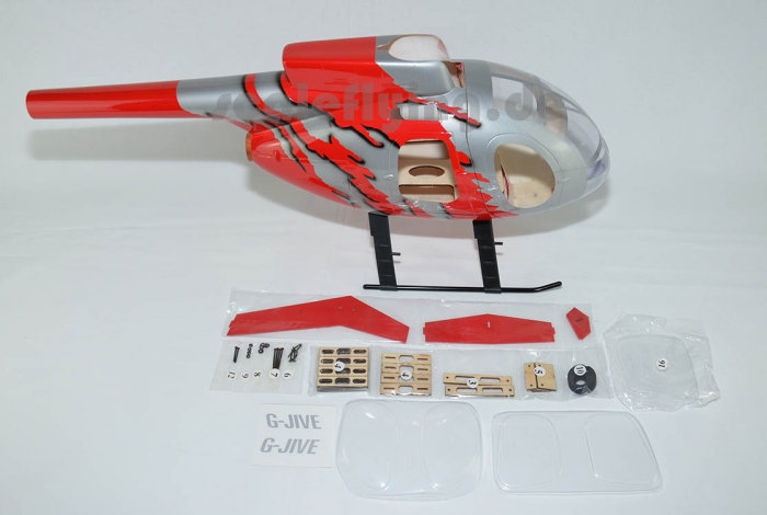 ROBAN 450 Size MD-500E G-JIVE Red Scale Helicopter Fuselage Fiberglass Body Shell for 450 Size Helicopters