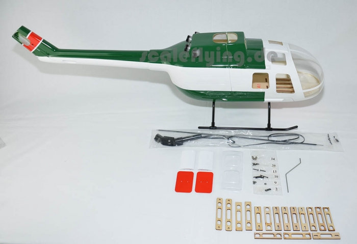 ROBAN 450 Size BO-105 Police Green Scale Helicopter Fuselage Fiberglass Body Shell for 450 Size Helicopters