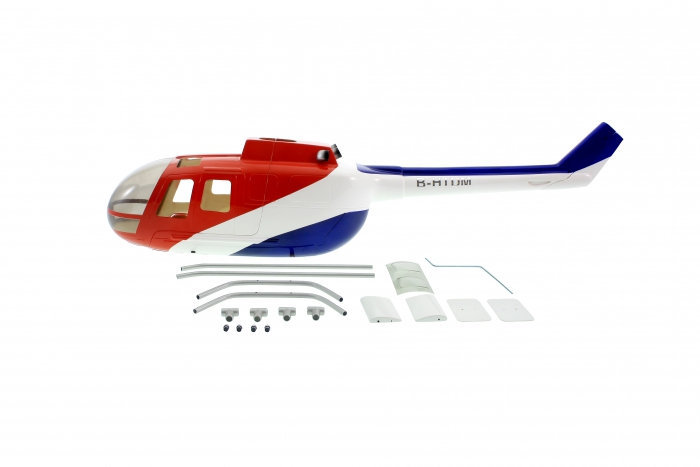 ROBAN 450 Size BO-105 Red Cow Scale Helicopter Fuselage Fiberglass Body Shell for 450 Size Helicopters