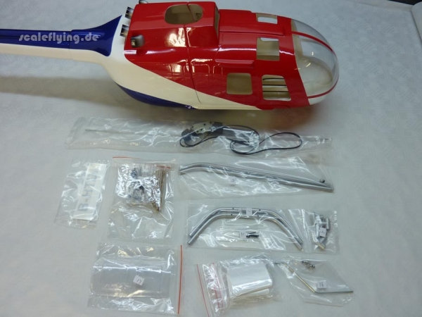 ROBAN 450 Size BO-105 Red Cow Scale Helicopter Fuselage Fiberglass Body Shell for 450 Size Helicopters