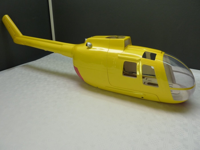 ROBAN 500 size MBB BO-105 yellow Scale Helicopter Fuselage Fiberglass Body Shell for 500 Size Helicopters
